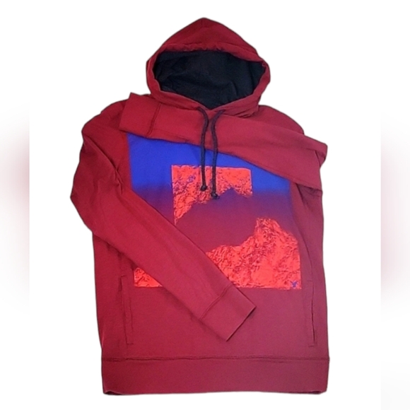 American Eagle Outfitters Other - American Eagle Men's Extra Small Pullover Graphic Hoodie, Lightweight, Red Blue